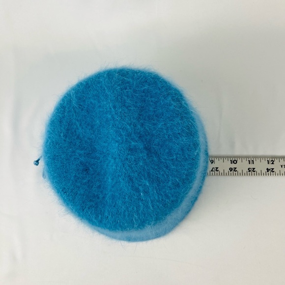 Cheveux CC Teal Blue Angora Blend Bucket Pill Box Hat with leather bow One Size - Picture 8 of 12